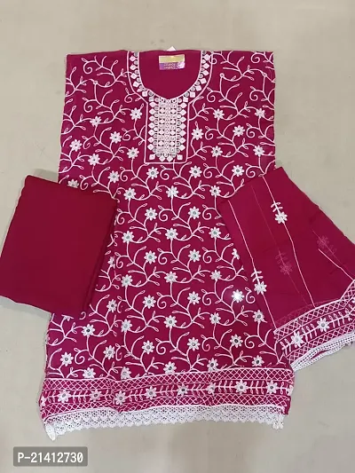 Elegant Pink Georgette Embroidered Dress Material with Dupatta For Women