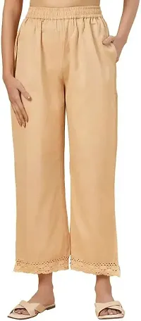 Elegant Linen Solid Trousers For Women