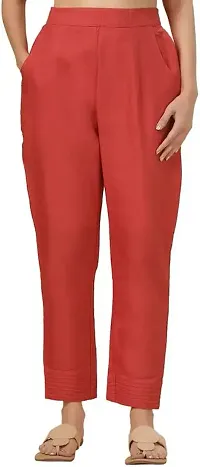 Elegant Linen Solid Trousers For Women