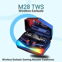 M28 Wireless Earbuds, TWS Bluetooth 5.3, Touch Control, Microphone, Mirror Screen LED Display-thumb3