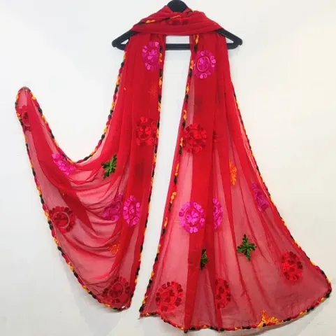 Classic Chiffon Embroidered Dupattas for Women