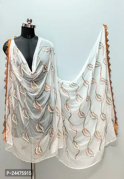 white embroidered dupatta for women
