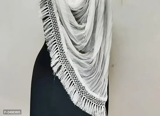 Chiffon Solid Dupatta With Fancy Lace-thumb2