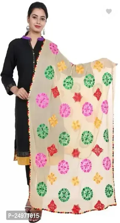 Womans Embroidered Soft Chiffon Chunni,Dupatta, Stole-thumb0