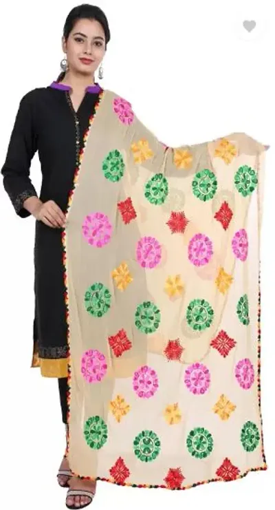 Women's Indian Phulkari Embroided Dupatta