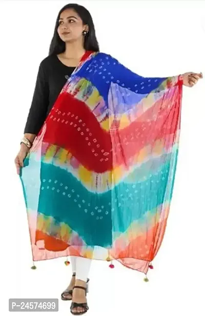 Fancy Chiffon Multi Bandhani Dupatta-thumb0