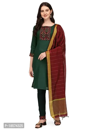 Stylish Fancy Rayon Kurta With Bottom Wear And Dupatta Set For Women