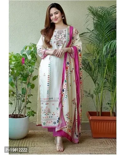 Trendy Designer  Vintage Collection Rayon Fabric Embroidered And Printed Kurta Set With Dupatta
