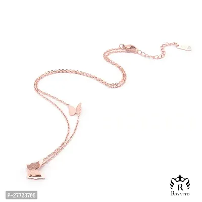 Trendy Collarbone New Butterfly Clavicle Rose Gold Stainless Steel Jewelry Exquisite Charm Cute Lady Neck Ornament Chain for women  girls