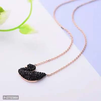 Beautiful  Black Duck Shape Daily Wear Necklace Rose Gold Chain For Women  Girls-thumb0