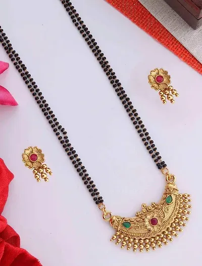 Alluring Golden Alloy Beads Mangalsutra Sets