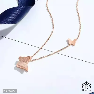 Trendy Collarbone New Butterfly Clavicle Rose Gold Stainless Steel Jewelry Exquisite Charm Cute Lady Neck Ornament Chain for women  girls