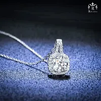 Elegant Square Classic Crystal Zircon Geometric Square Premium Looking Silver Necklace Chain Occasion:Anniversary, Engagement, Gift, Party, Wedding C-125365-thumb1