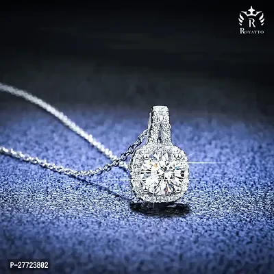 Elegant Square Classic Crystal Zircon Geometric Square Premium Looking Silver Necklace Chain Occasion:Anniversary, Engagement, Gift, Party, Wedding C-125365-thumb2