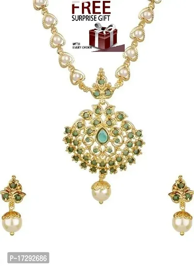 Stylish Golden Alloy Embellished Jewellery Set For Women-thumb0
