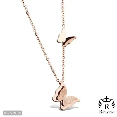 Trendy Collarbone New Butterfly Clavicle Rose Gold Stainless Steel Jewelry Exquisite Charm Cute Lady Neck Ornament Chain for women  girls-thumb0