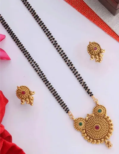 Alluring Golden Alloy Beads Mangalsutra Sets