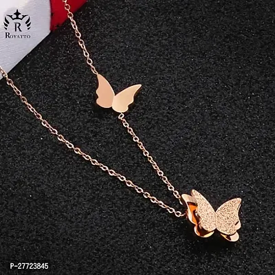 Trendy Collarbone New Butterfly Clavicle Rose Gold Stainless Steel Jewelry Exquisite Charm Cute Lady Neck Ornament Chain for women  girls-thumb0