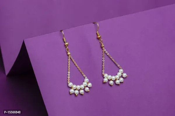 Crystal Pearl Design Stud Hoop Earrings Set for Women and Girls Pearl Alloy Stud Earring, Hoop Earrings-thumb0