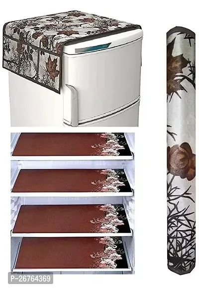 Double Door Or Single Door Fridge Cover Set Of Fridge Top Cover 4 Fridge Mat And 2 Handle Cover Refrigerator Cover Combo-thumb0