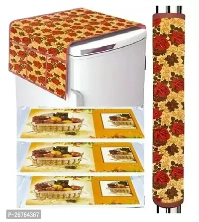 Fridge Combo 1Pc Fridge Cover For Top With 6 Utility Pockets 3 Fridge Mats 1 Fridge Handal Cover Set Of 5 Pices-thumb0