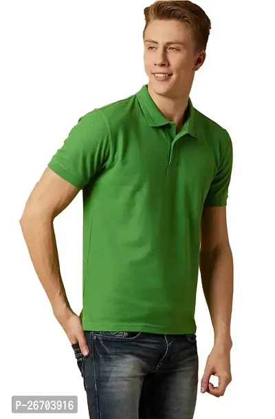 Elegant Green Cotton Solid Polos For Men And Boys-thumb0