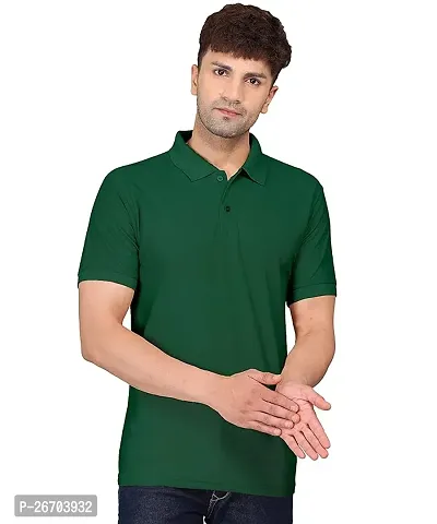 Elegant Green Cotton Solid Polos For Men And Boys-thumb0