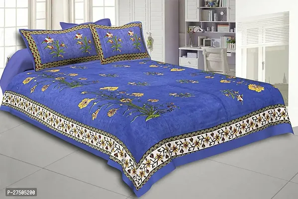 Beautiful Multicoloured Cotton Bedsheet With 2 Pillow covers-thumb0