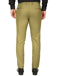 Classic Khaki Polycotton Solid Mid-Rise Formal Trouser For Men-thumb1