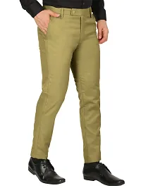 Classic Khaki Polycotton Solid Mid-Rise Formal Trouser For Men-thumb2