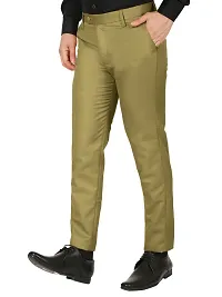 Classic Khaki Polycotton Solid Mid-Rise Formal Trouser For Men-thumb3