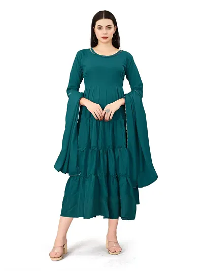 A-Line Solid Kurta Bottom Set For Women