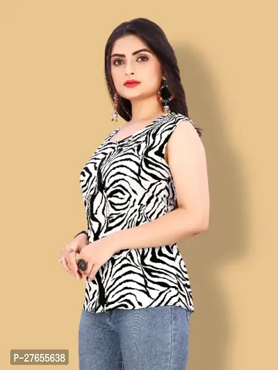 Fancy Multicoloured Crepe Printed Top For Women