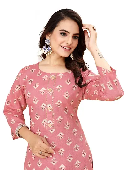 Fancy Cotton Printed A-Line Kurta Bottom Set