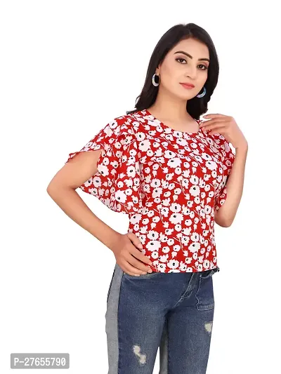 Fancy Multicoloured Crepe Printed Top For Women