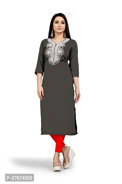 Elegant Grey Chanderi Cotton Kurta For Women