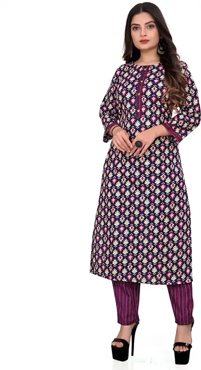 A-Line Applique Blend Kurta Bottom Set For Women