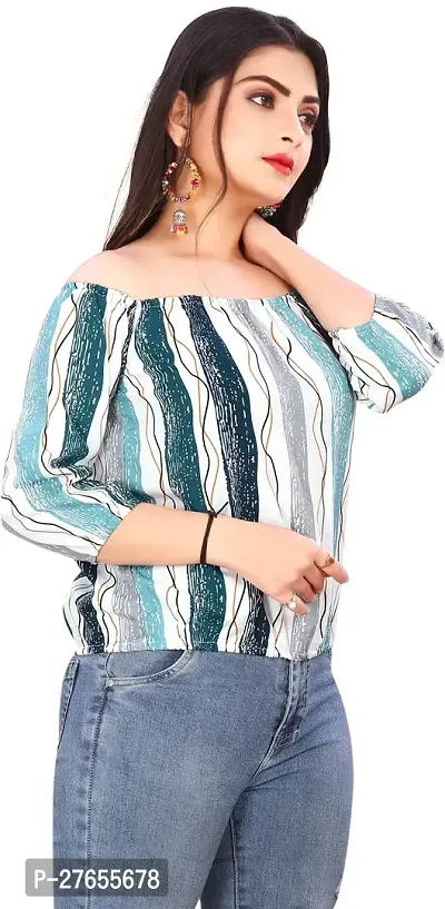 Fancy Multicoloured Crepe Printed Top For Women-thumb0