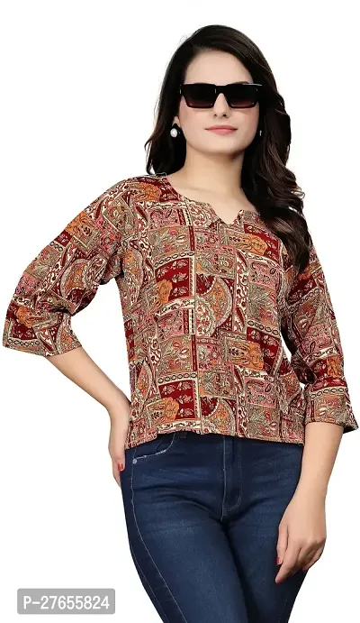 Fancy Multicoloured Polyester Printed Top For Women-thumb0