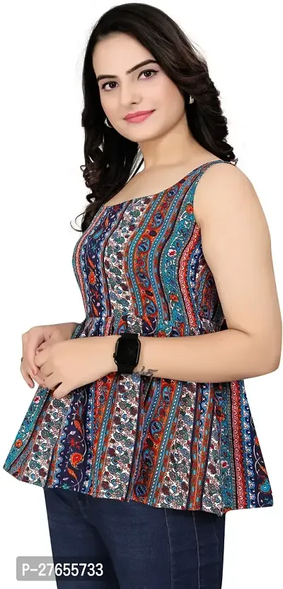 Fancy Multicoloured Crepe Printed Top For Women