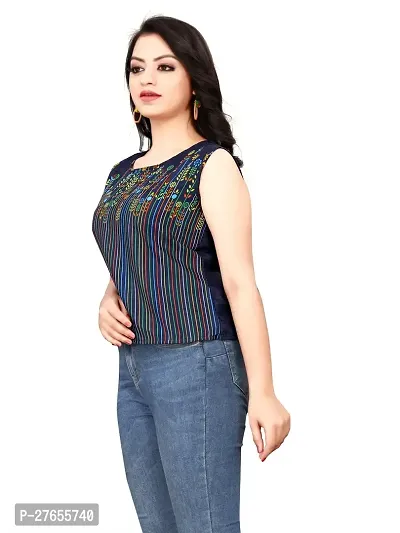 Fancy Multicoloured Crepe Printed Top For Women