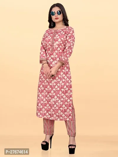 Elegant Pink Cotton Blend Kurta Bottom Set For Women-thumb0