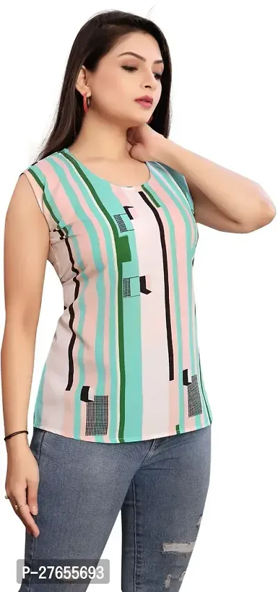 Fancy Multicoloured Crepe Printed Top For Women