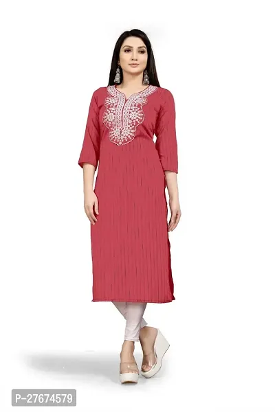 Elegant Pink Chanderi Cotton Kurta For Women-thumb0