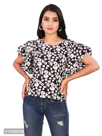 Fancy Multicoloured Crepe Printed Top For Women