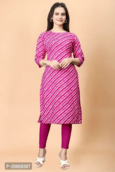 Stylish Crepe Pink Printed Kurta For Women Single Pack-thumb0