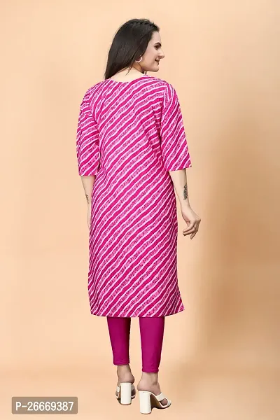 Stylish Crepe Pink Printed Kurta For Women Single Pack-thumb2