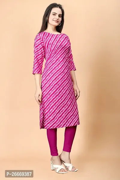 Stylish Crepe Pink Printed Kurta For Women Single Pack-thumb3