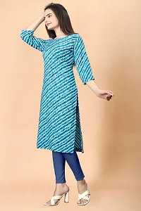 Stylish Crepe Blue Printed Kurta For Women Single Pack-thumb1