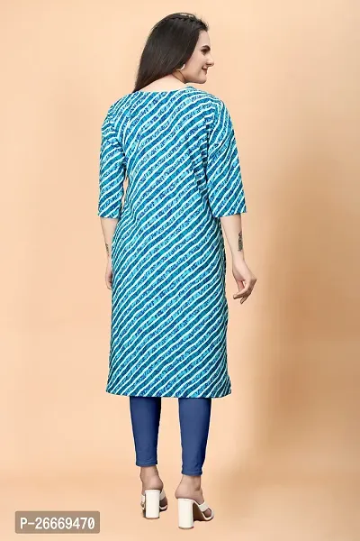 Stylish Crepe Blue Printed Kurta For Women Single Pack-thumb3